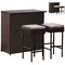 Costway Patio 3PCS Rattan Bar Table Stool Set Cushioned Chairs with Cover